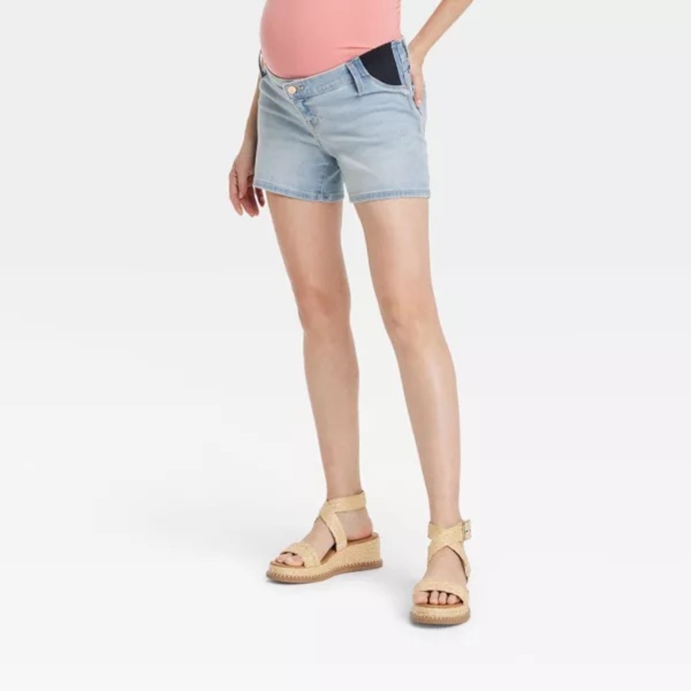 Under Belly Midi Maternity Jean Shorts Maternity Ingrid & Isabel Light Wash 4